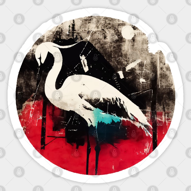 Heron Vintage abstract street art Sticker by TomFrontierArt